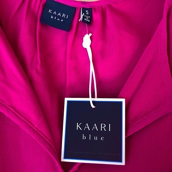 Kaari Blue Fuchsia Peasant Blouse New With Tags - Picture 2 of 6